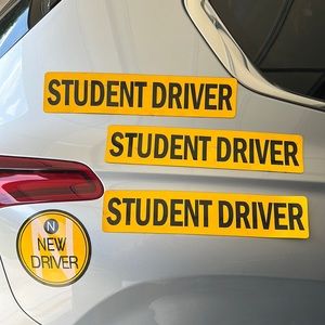 MAGNET | Student Driver Car Magnet (4) | Reflective | 14.5" x 3", 5.5" circle